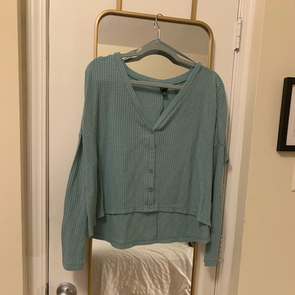 Teal waffle knit sweater